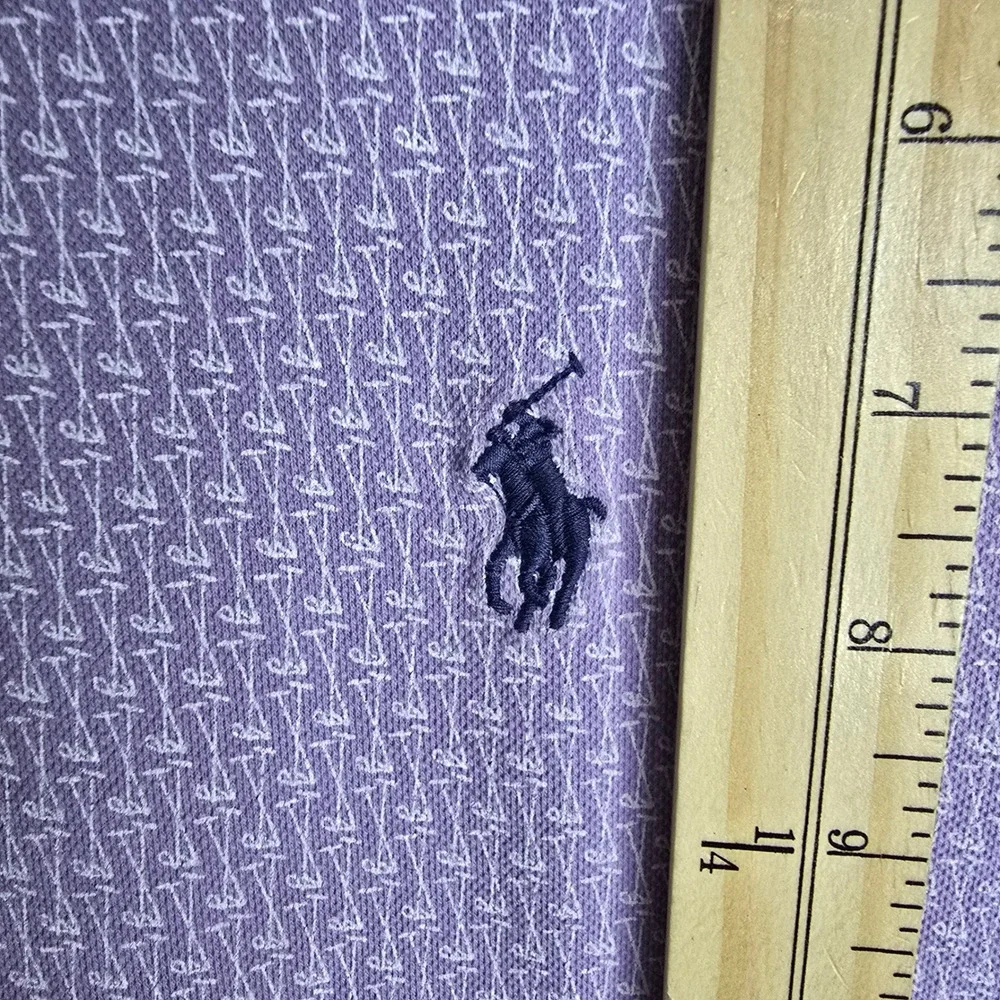 Polo Ralph Lauren Mens Classic Fit Stretch‎ Mesh Polo Shirt XXL Purple Patterned